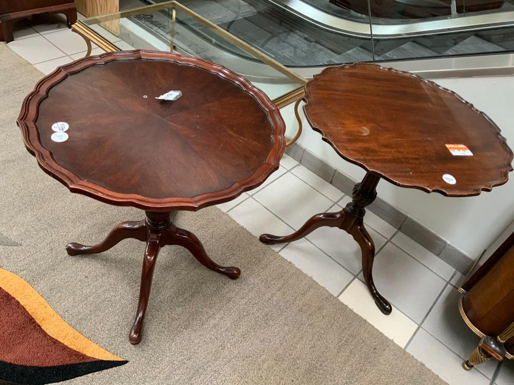 Two Tea Tables with Pie Crust Edges: Two tea tables with pie crust edges.
