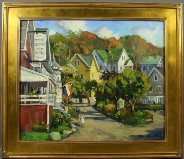 Ken Knowles, North Shore Art Assoc., o/c: Ken Knowles (American, b.1968), "The North Shore Art Assoc.", Gloucester, o/c, 20" x 24", in frame 23" x 27". Good condition.