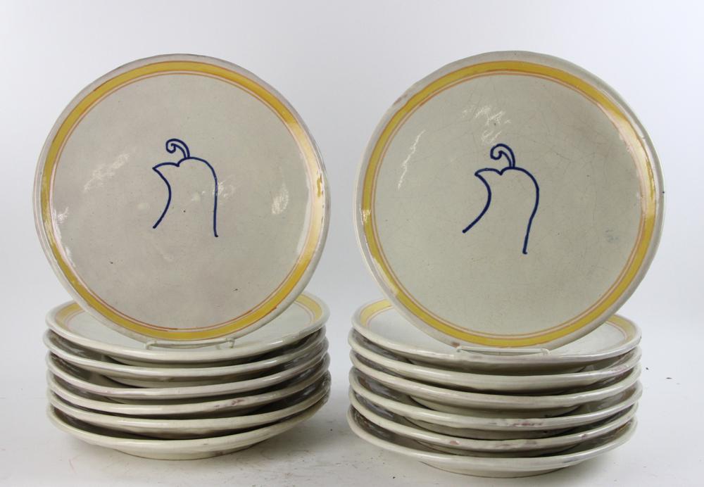 Collection of Glazed Pottery Dinner Plates (1 of 8)