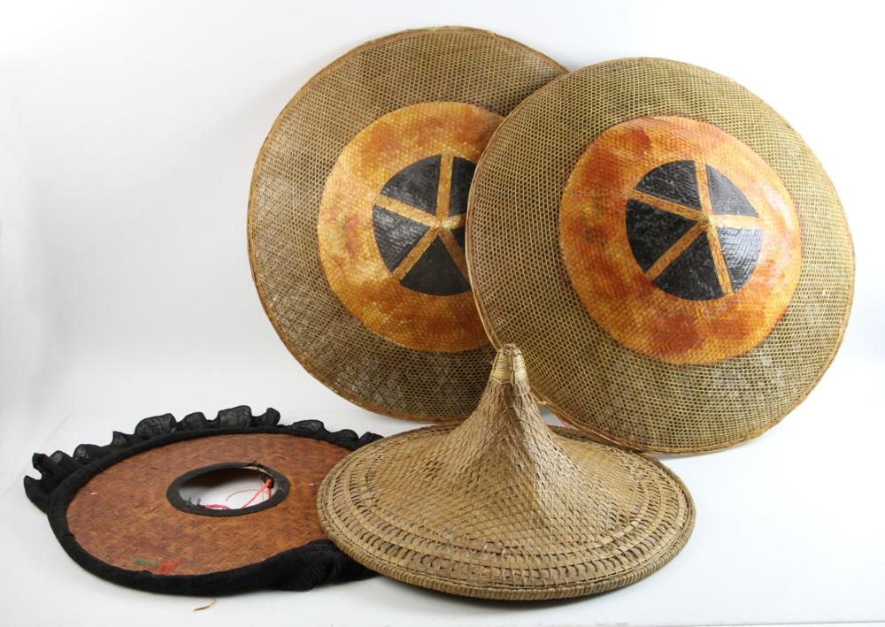 Lot Of 4 Assorted Chinese Woven Hats (1 of 10)