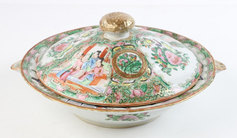 19th C Chinese Rose Medallion Warming Dish (1 of 8)