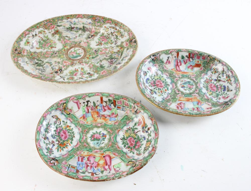 19th C Chinese Rose Medallion Platter, Plates (1 of 8)