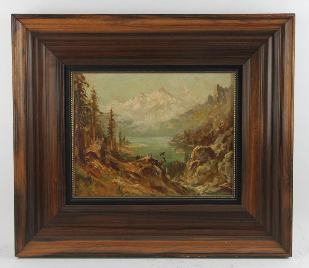 Thomas Hill, Mountain Scene, Oil on Artist Board (1 of 7)