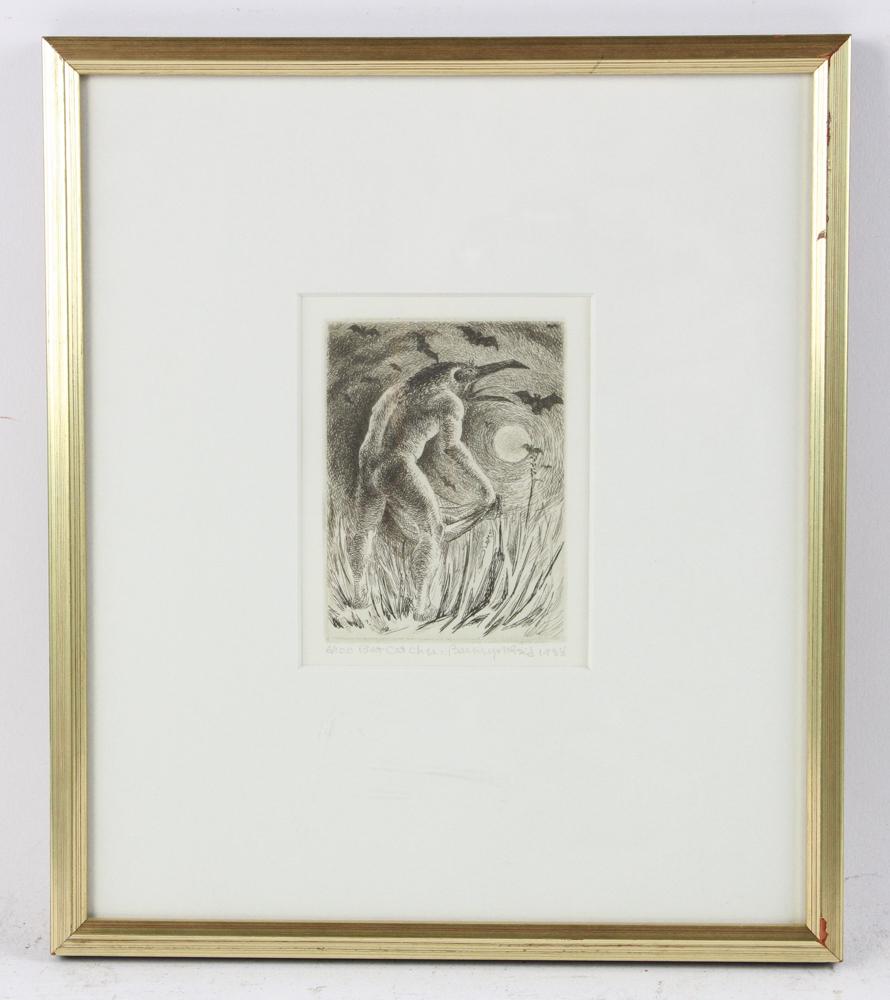 Barney M Reid, Lithograph, Bat Catcher (1 of 5)