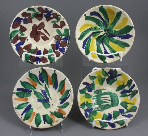 Group of (4) Decorated Earthenware Bowls: Group of four (4) decorated earthenware bowls, 6 1/2"d. Good condition.