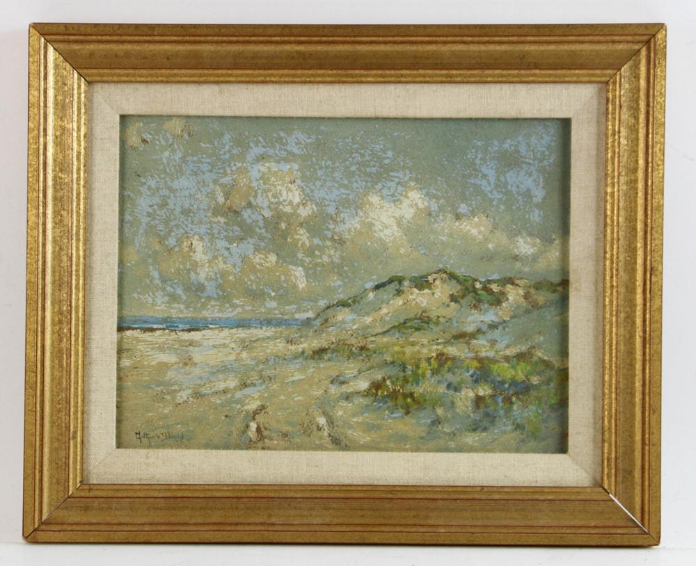 Arthur Diehl, Cape Cod Sand Dunes, Oil on Board: Arthur Diehl, Cape Cod sand dunes, oil on artist board, 8 1/2" x 11 1/2", framed 13" x 16". Provenance: Brighton, Massachusetts collection.