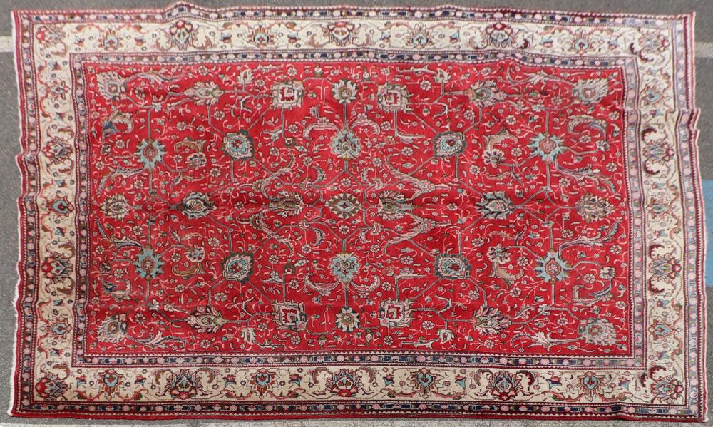 Antique Persian Mahal Rug: Antique Persian Mahal rug, 12' 10" x 9' 7", some wear. Provenance: From a Delray Beach, Florida estate.