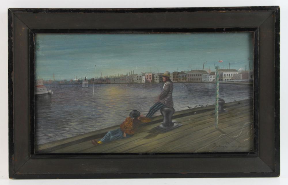 Noel Rockmore, New Orleans, Egg Tempera: Noel Rockmore, New Orleans, egg tempera, signed and dated L/R, 10" x 18". Provenance: The estate of Rosalind Nadell Scheer, NY, NY.