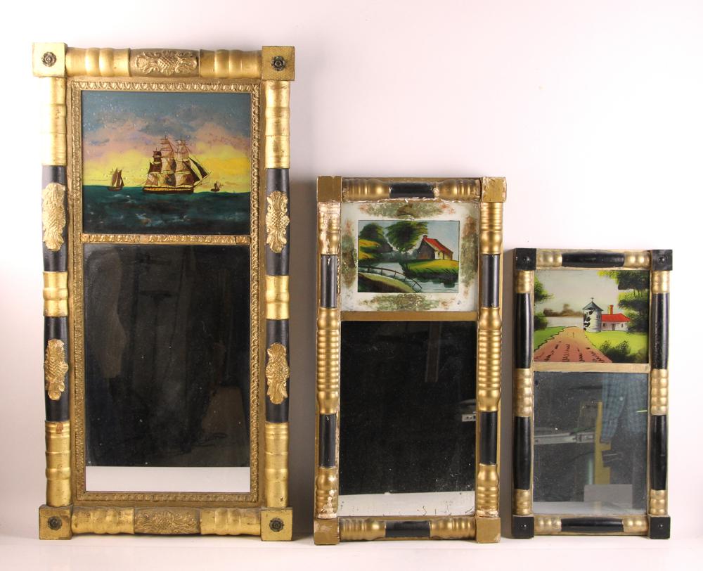 Group of Five Antique Mirrors: Group of (5) antique mirrors. Provenance: Newburyport, Massachusetts estate.