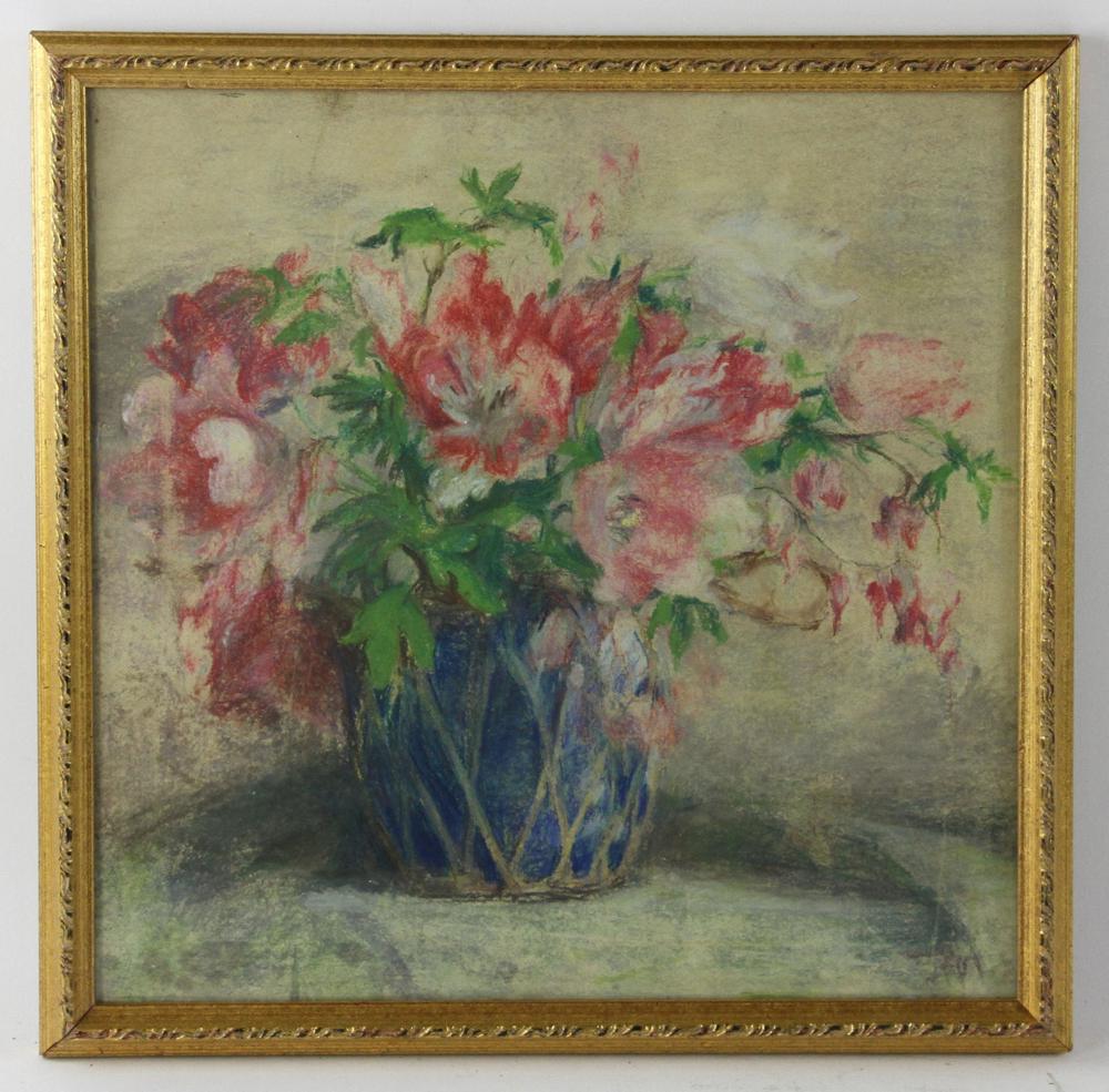 Alice C Tomlinson, Floral Pastel: Alice C. Tomlinson, floral pastel, 14" x 14" framed. Provenance: Beverly, Massachusetts estate.