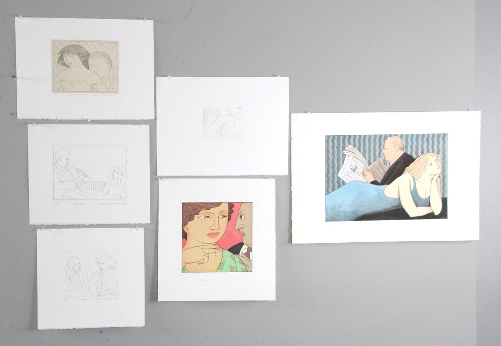 Andrew Stevovich, Group of Prints: Andrew Vlastimir Stevovich (American, b.1948), group of prints, including three hand-colored and three uncolored, "Morning Star" largest image 10" x 14 1/2", sheet 15" x 22". Provenance: Deaccessioned