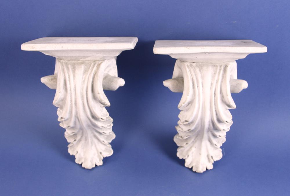 Two Plaster Wall Brackets: Two plaster wall brackets. Provenance: Newburyport, Massachusetts estate.