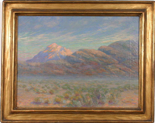 SIGNED FREDRICK BOWER OIL ON CANVAS MOUNTAINS