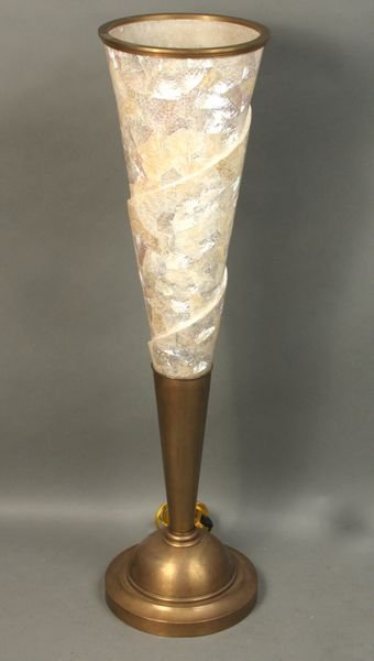 Conical Shaped European Style Lamp: Conical shaped European style accent lamp by Maitland Smith. 37" high. Good condition.
