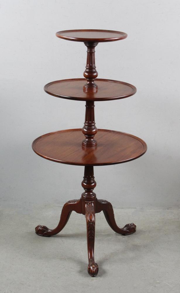 American Mahogany Three Tier Table: American Mahogany three tier table, 45" H x 23".