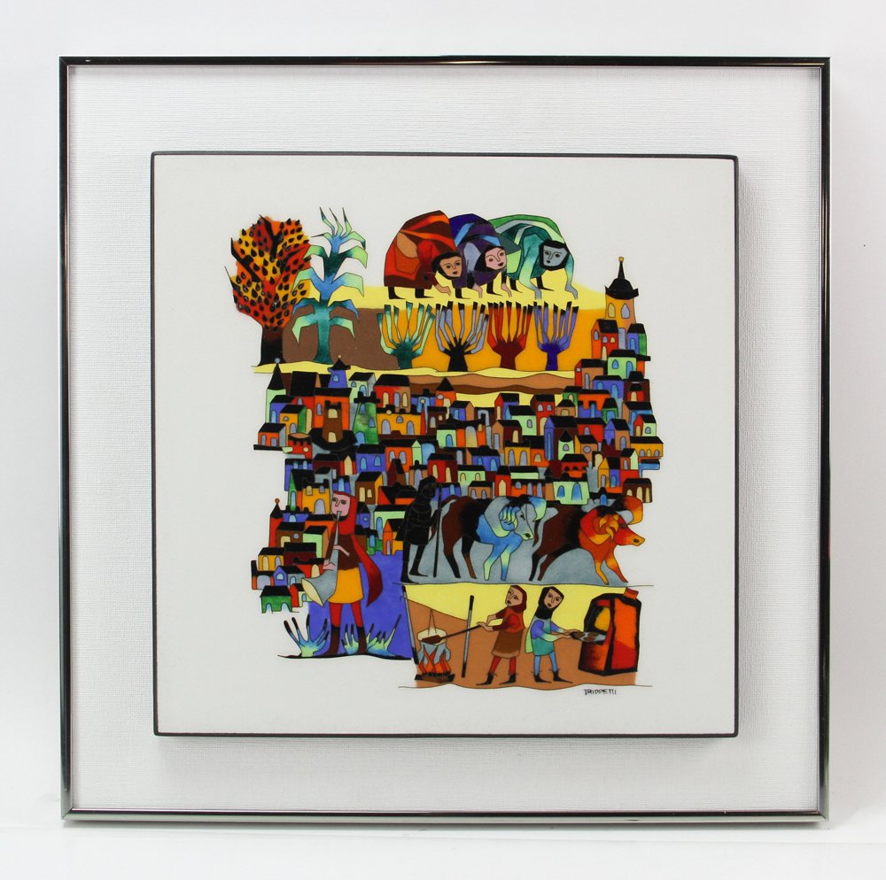 Joseph Trippetti, Bakers Dozen, Silver Cloisonne Enamel: Joseph Trippetti, "Bakers Dozen", silver cloisonne enamel, 16" x 16" view and 21" x 21" framed. Provenance: Estate of Carol Z. Stone.