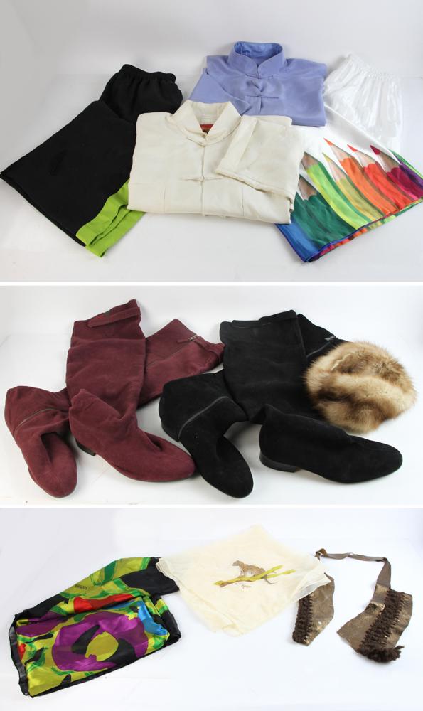 Vintage Clothing, Boots, Fur Hat: Vintage clothing, boots size 9, fur hat. Provenance: Estate of the late Beverley Jackson of Santa Barbara, California.