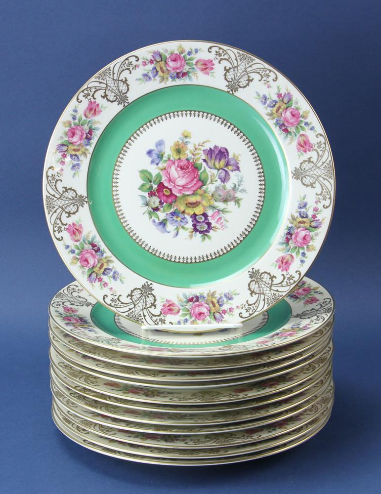 Bavarian Porcelain Dinner Plates: Bavarian porcelain dinner plates, 12 included in set, Continental ivory pattern, Provenance: Goldman Estate, Marblehead, MA.