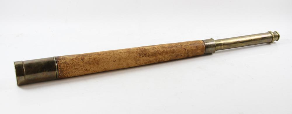 Spencer Browning and Co Leather and Brass Telescope: Brass and leather telescope, Spencer Browning and Co, London. Provenance: Peabody, MA.