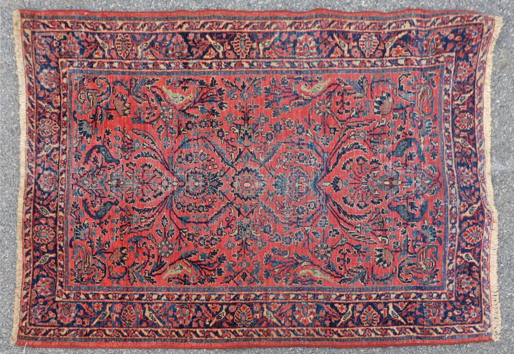 Antique Persian Sarouk Rug: Antique Persian Sarouk Rug, 4'10" H x 2'4" W.