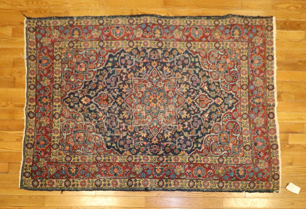 Antique Persian Rug: Antique Persian Rug, 75" x 55", with wear, Provenance: Boston, MA.