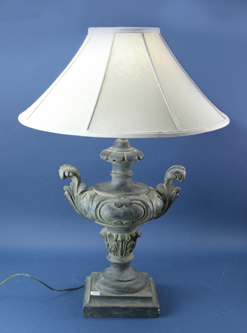 Single Table Lamp Urn Shape with Shade: Single table lamp having urn shape with shade. Provenance: From the estate of Gregory and Katherine Sullivan of Dover, MA.
