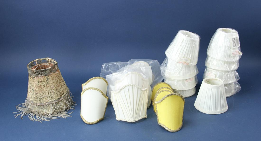 Small Lamp and Sconce Shades, Set of Twenty-One: Small lamp and sconce shades, set of twenty-one. Provenance: From the estate of Gregory and Katherine Sullivan of Dover, MA.