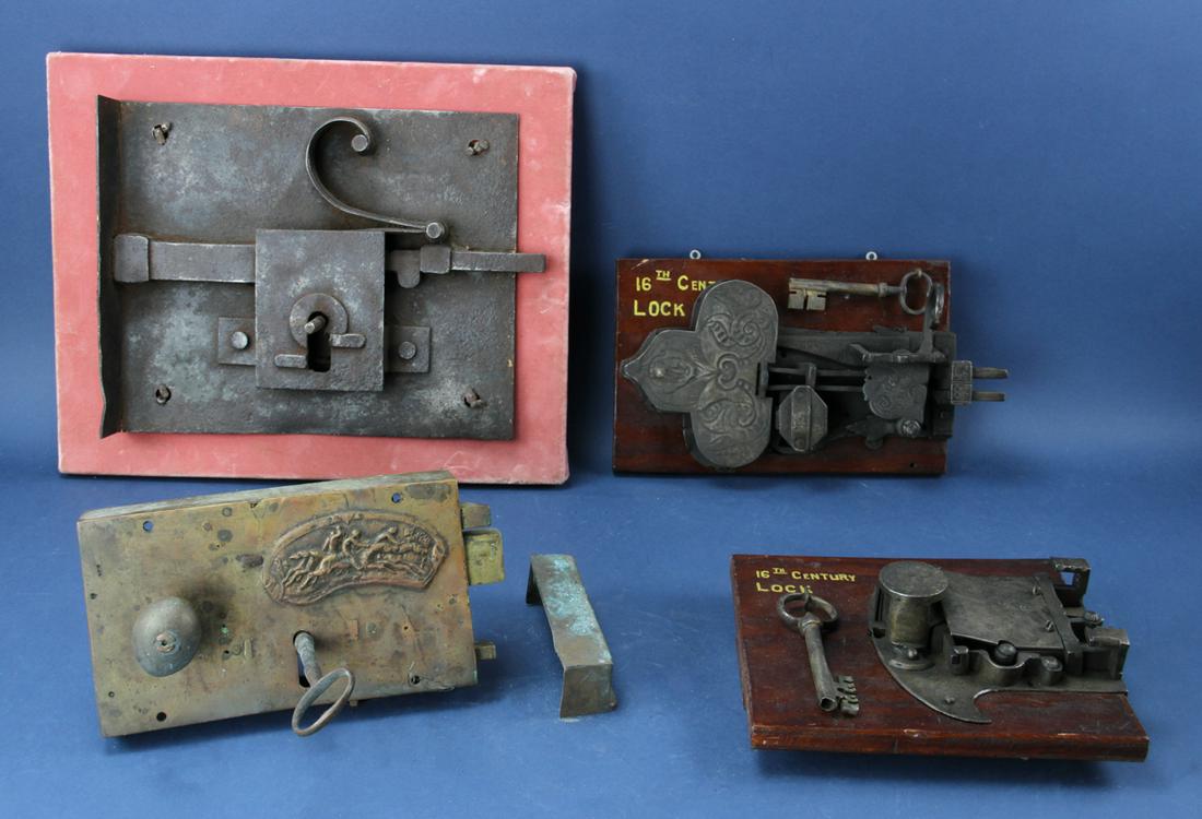Antique Locks, Lot of Four: Antique locks, lot of four. Provenance: From the estate of Gregory and Katherine Sullivan of Dover, MA.