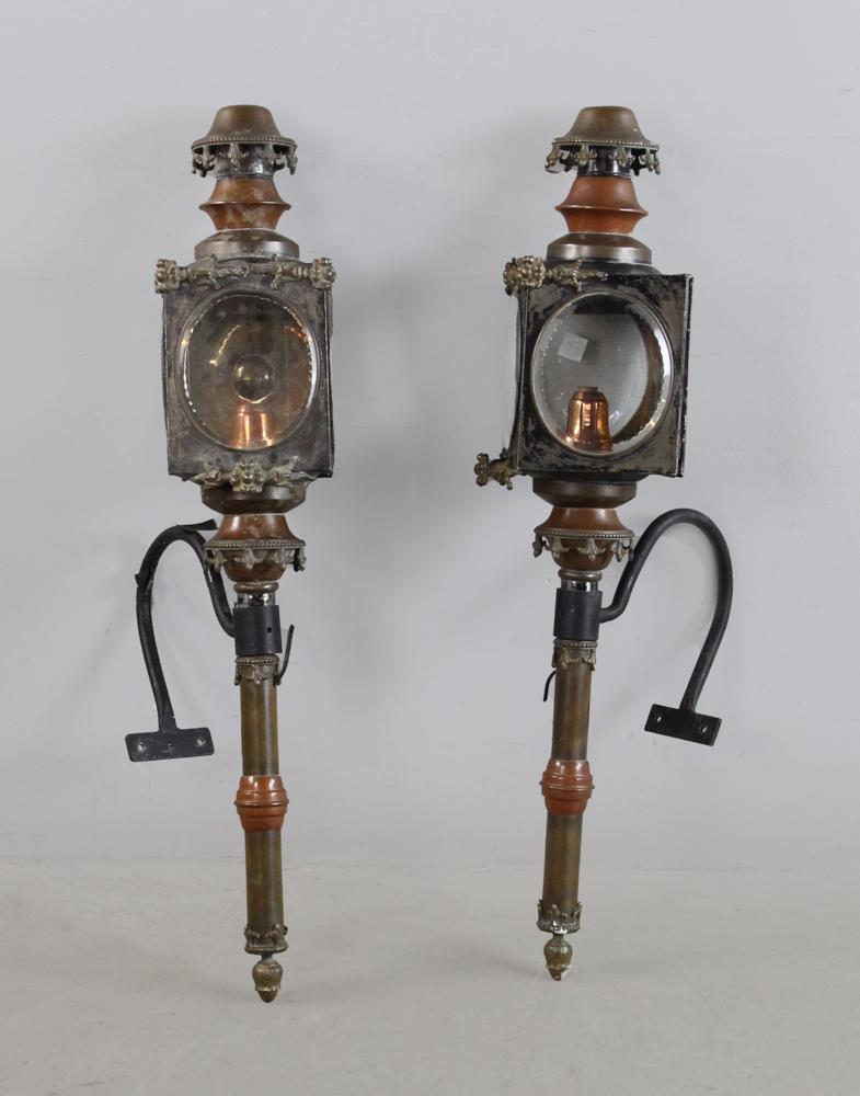 Pair of Carriage Lamps: Pair of carriage lamps. Provenance: From the estate of Gregory and Katherine Sullivan of Dover, MA.