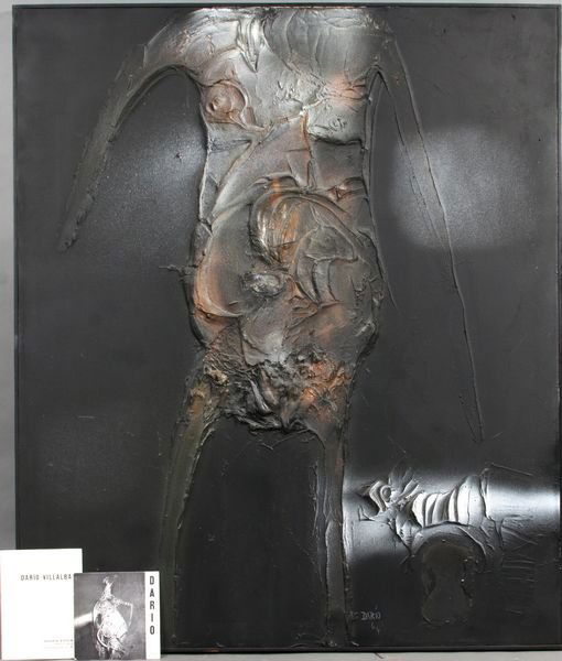 Dario Villalba, Abstract Mixed Media on Canvas: Dario Villalba (Spanish, b.1939), abstract mixed media on canvas, signed LC and dated '64, 52"h. x 44"w., in frame 52 5/8"h. x 44 5/8"w. Good condition.