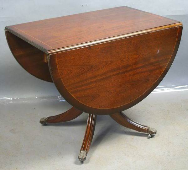 Custom Hepplewhite Drop-Leaf Table: Custom Hepplewhite drop-leaf table, 30"h. x 58"l. x 36"w.