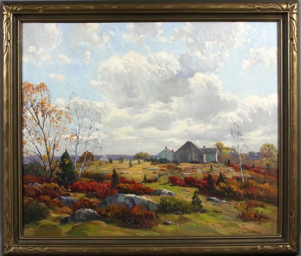Charles G. Harris, South County Pasture, o/c: Charles Gordon Harris (1891-1981), South County Pasture, October, o/c, signed LR, 25" x 30", in frame 29 1/2" x 34 1/2". Good condition.