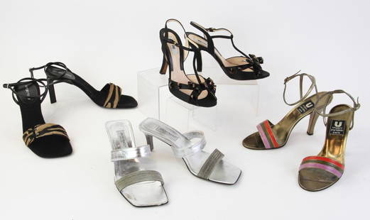 Ungaro, Bruno Magli, Moschino, Rossi Sandals: Four pairs of Italian sandals, to include Emanuel Ungaro, Bruno Magli, Moschino, and Sergio Rossi. All size 37 1/2.