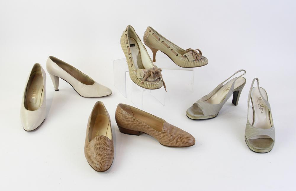 Harel, Max Shoe Biz, Max Mara, Bertie Shoes: Four pairs of pumps, to include Harel low heels, size 38, Shoe Biz, size 7 1/2, Max Mara slingbacks, size 37 1/2, Bertie, size 37.