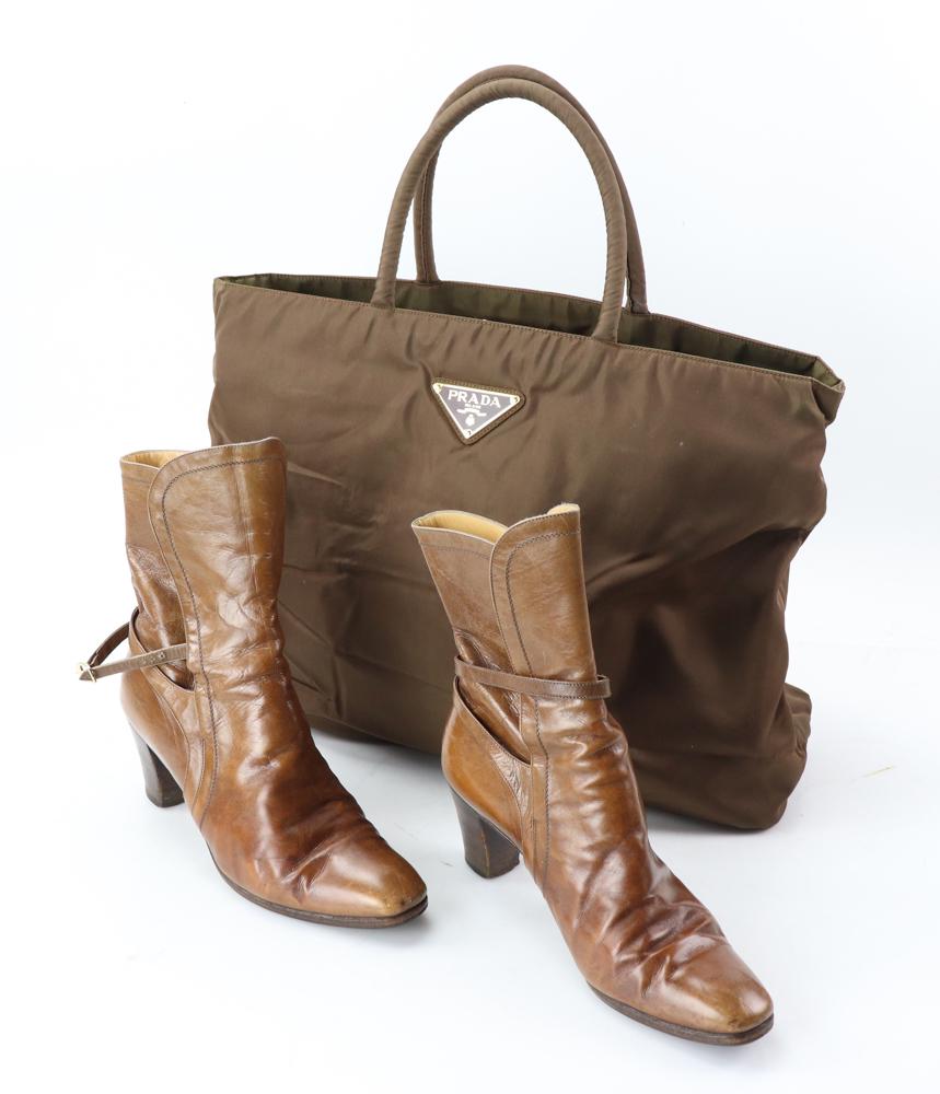 Ferragamo Boots, Prada Shopping Tote (1 of 4)