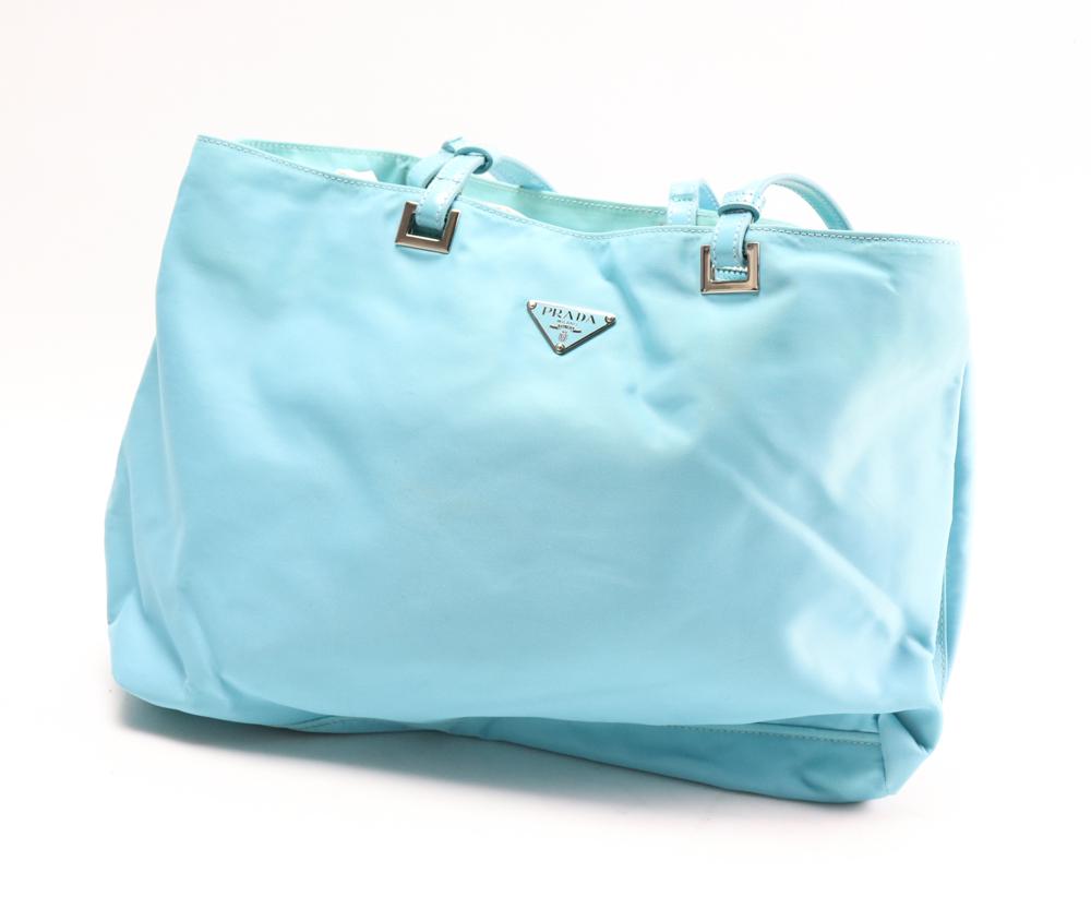 Prada Aqua Nylon Handbag (1 of 1)