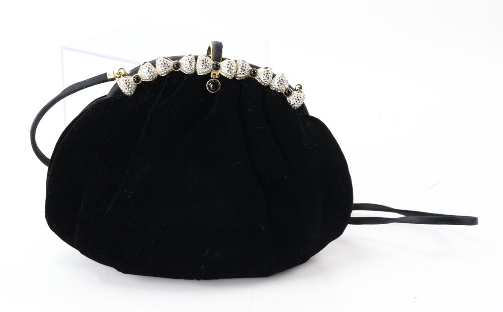 Judith Leiber Black Velvet Evening Bag (1 of 3)