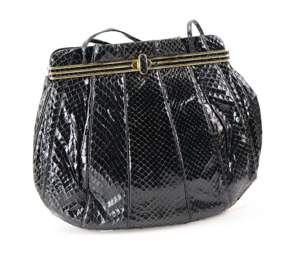 Judith Leiber Black Snakeskin Handbag (1 of 3)