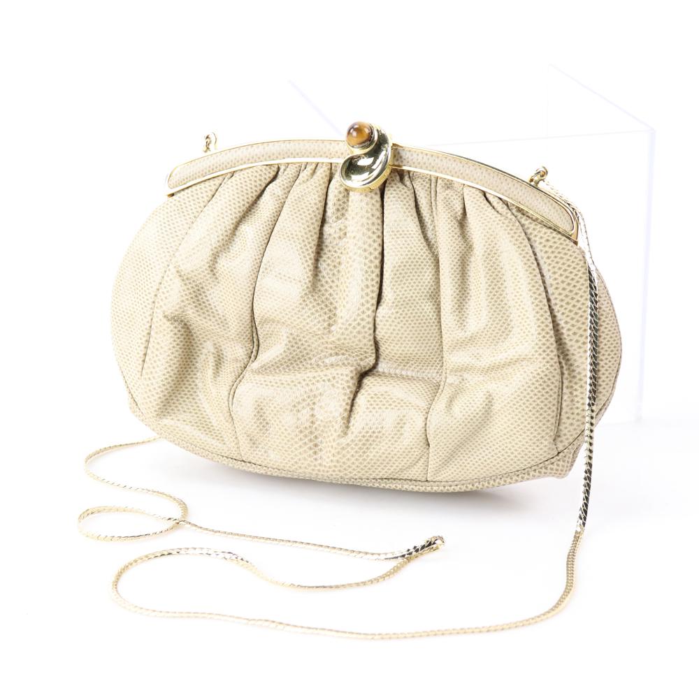 Judith Leiber Beige Snakeskin Handbag (1 of 6)