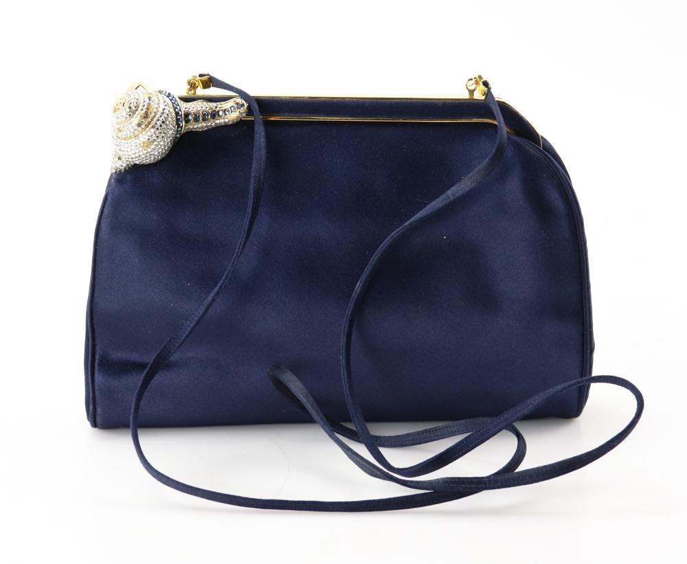 Judith Leiber Navy Satin Evening Bag (1 of 3)