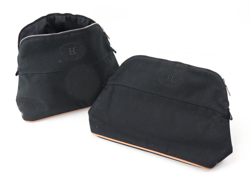 Hermes Black Canvas Makeup Totes (1 of 2)
