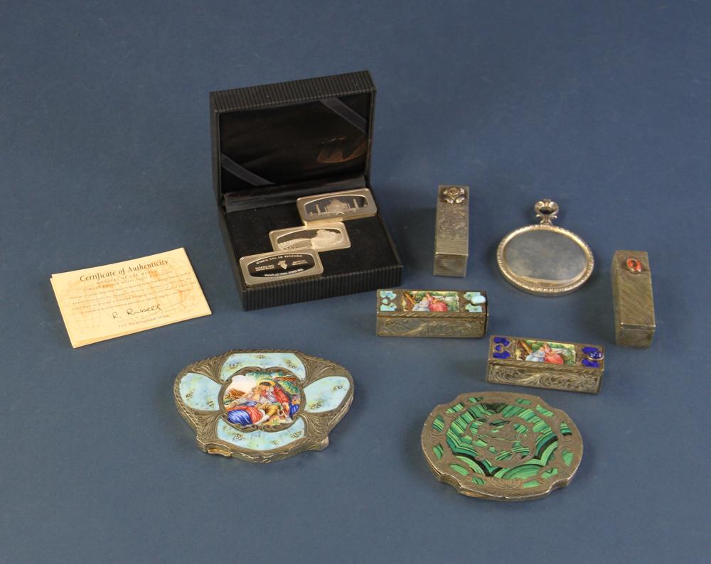 Group of Sterling Silver Items, Compacts, Bars (1 of 9)