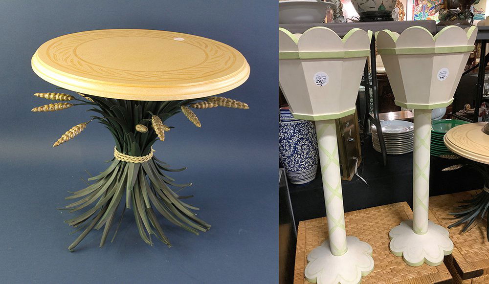 Small Table and Two Wood Planters (1 of 5)