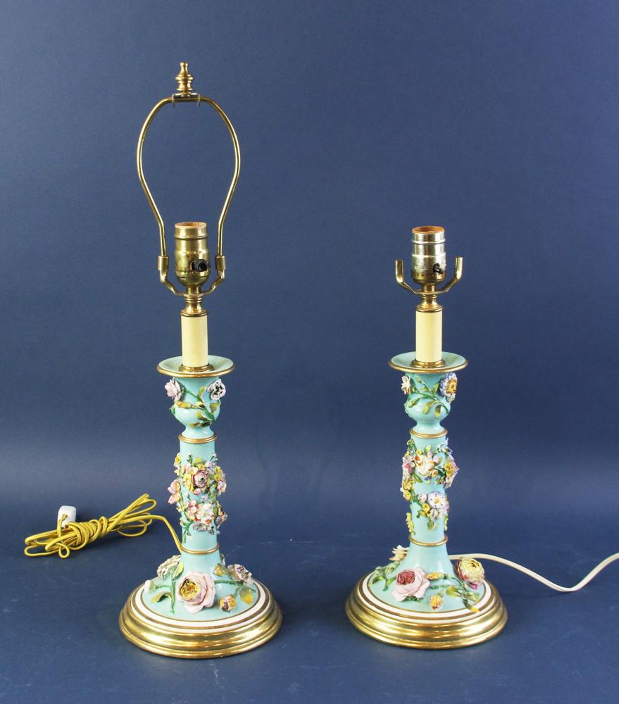 Pair of Antique German Porcelain Lamps (1 of 6)