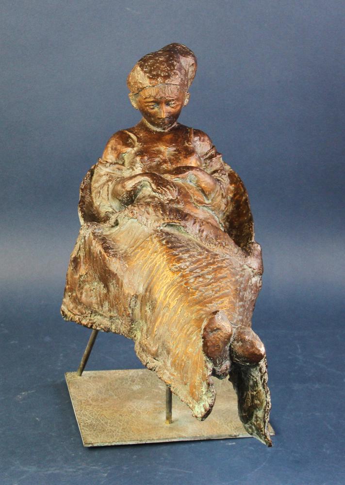 Signed Sherbell Solid Bronze Sculpture of Woman (1 of 4)