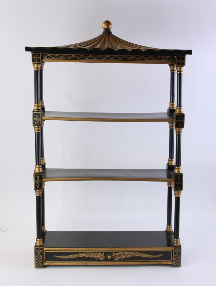 Asian Black and Gold Lacquered Wall Shelf (1 of 6)