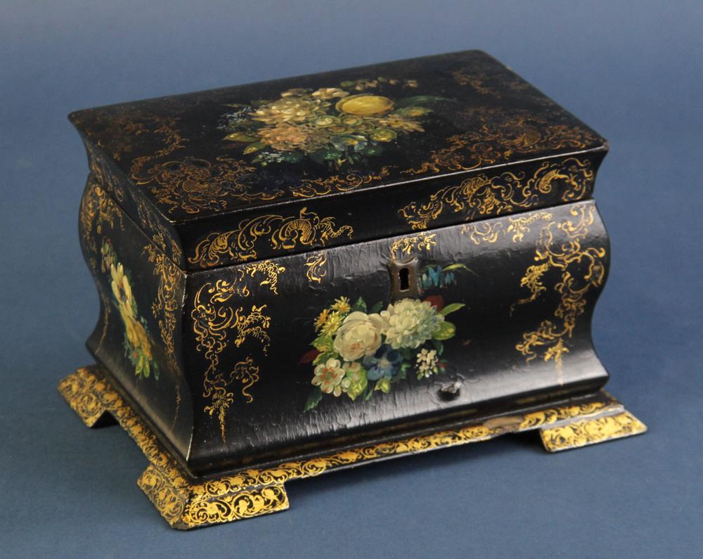 English Papier-mache Tea Caddy (1 of 7)