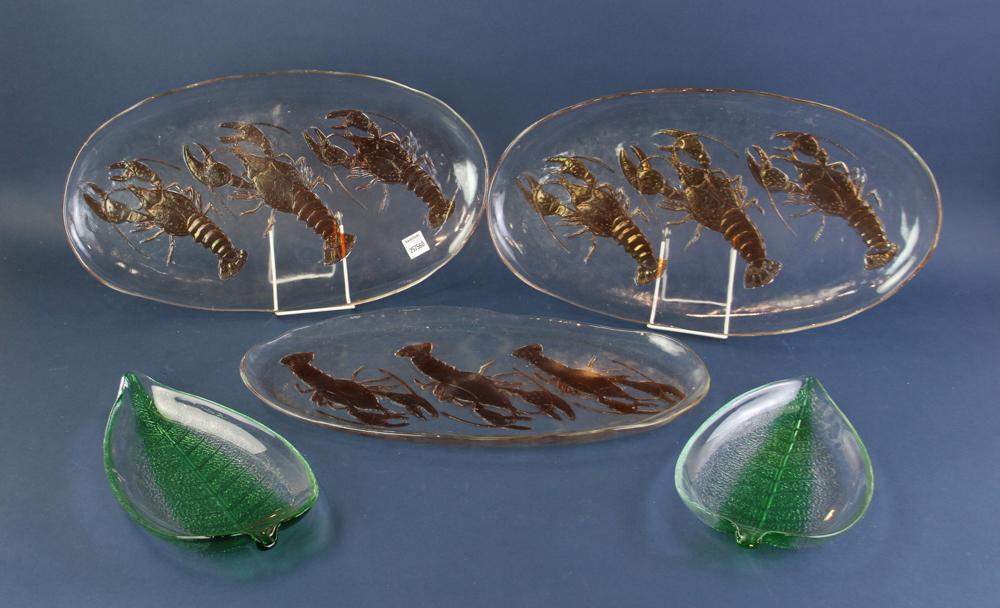 Glass Lobster Platters, Leaf Dishes (1 of 5)