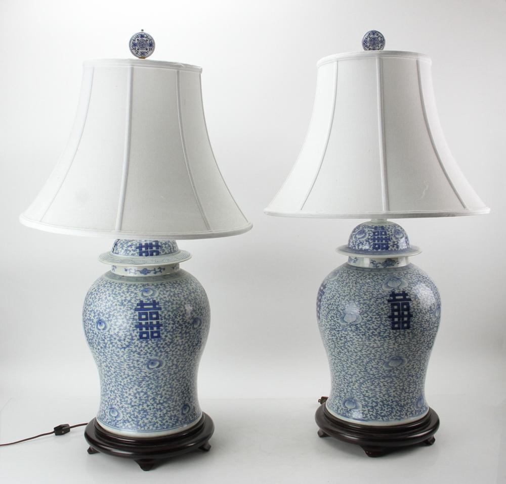 Pair of Chinese Ginger Jar Lamps (1 of 10)