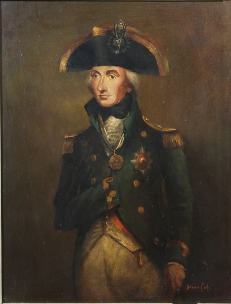 Brian Coole, Portrait of British Officer, o/panel - 2